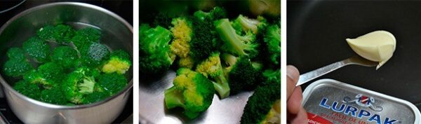 Receta brócoli con queso Havarti, uvas y panceta uno