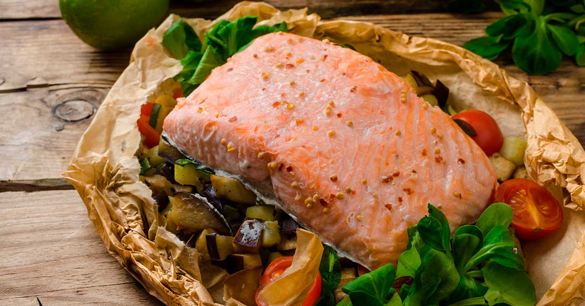 Salmón en papillote al horno