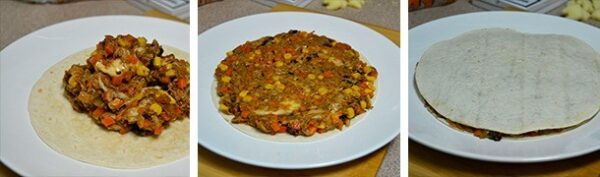 Quesadillas de maíz con atún paso tres