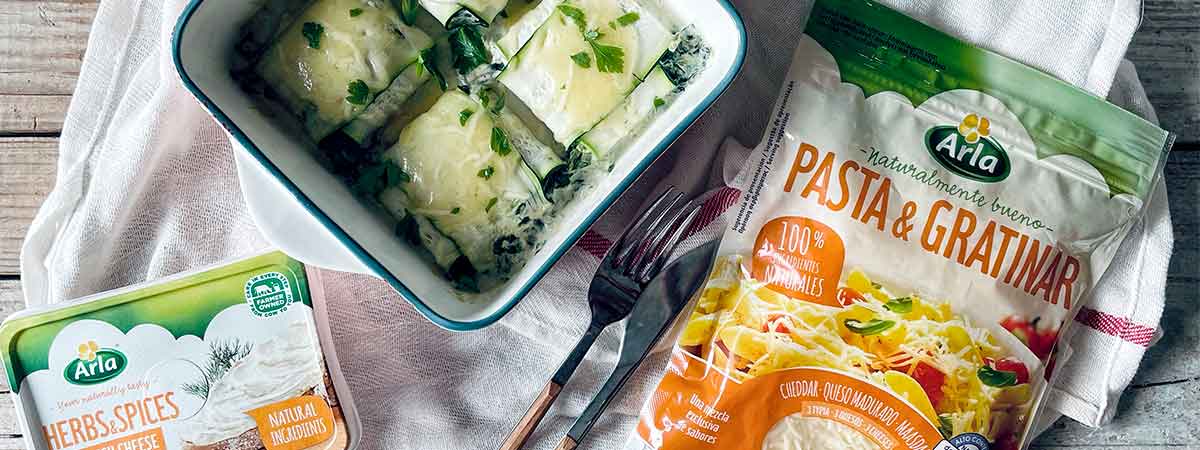 Raviolis de calabacín, espinacas y Arla Finas Hierbas