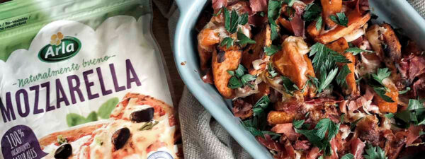 Boniato con Jamón crujiente. Arla